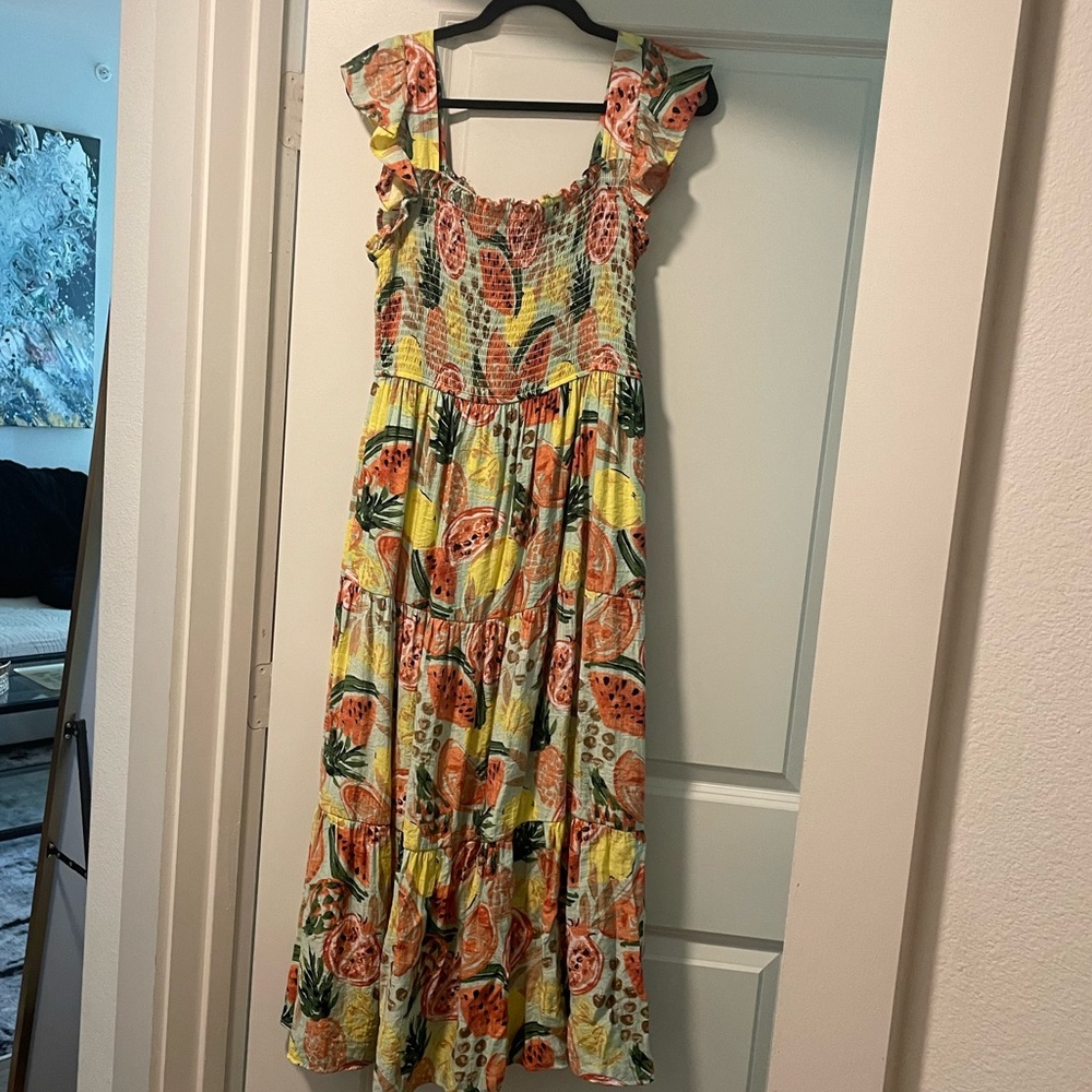 By the River fruit print maxi dress